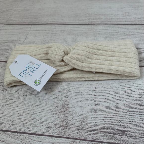 Time and Tru Off White Knit Headband Ear Warmer Winter Twisted Bow One Size - Picture 2 of 8